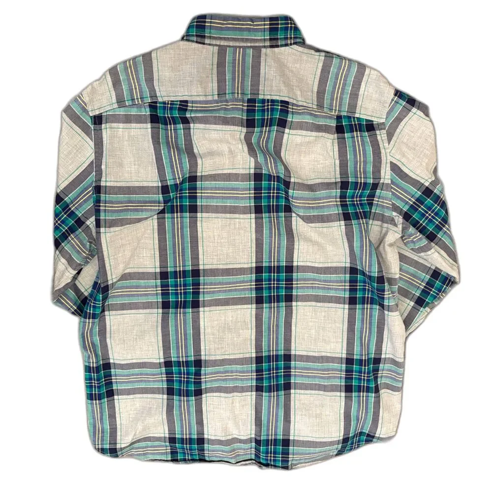 J.Crew Plaid Button Down Shirt Long Sleeve‎ Gray Two Tone Blue Men’s Size Large
